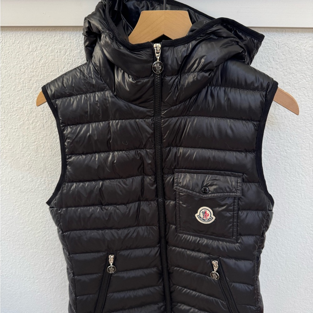 Moncler Shiny Black Puffer Vest - Picture 8 of 14